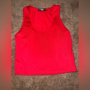 Red v neck crop top